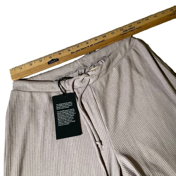 Chaser Women's Ribbed Knit Jogger Pants with Drawstring Waist Size S Beige - Picture 3 of 7